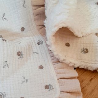 Muślin double gauze Flowers SIMPLY NATURAL digital print ORGANIC