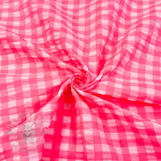Bawełniana tkanina YARN DYED NEON BIG Checks pink