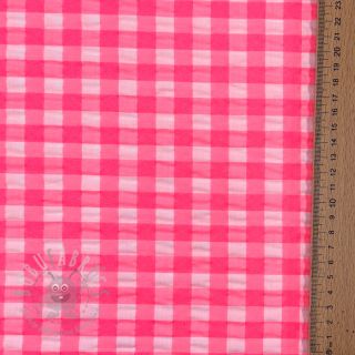 Bawełniana tkanina YARN DYED NEON BIG Checks pink