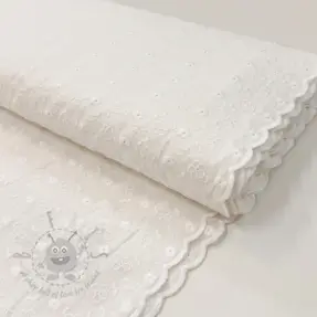 Bawełniana tkanina EMBROIDERY TWO-SIDE SCALLOP Verena white