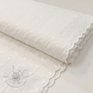 Bawełniana tkanina EMBROIDERY TWO-SIDE SCALLOP Verena white