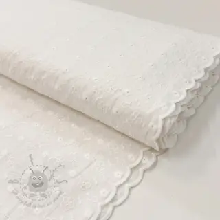Bawełniana tkanina EMBROIDERY TWO-SIDE SCALLOP Verena white