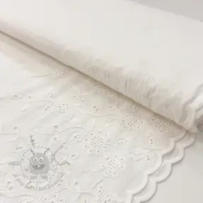 Bawełniana tkanina VOILE EMBROIDERY ONE-SIDE BORDER white
