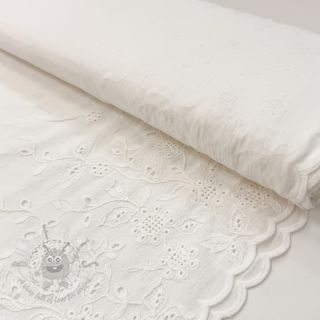 Bawełniana tkanina VOILE EMBROIDERY ONE-SIDE BORDER white