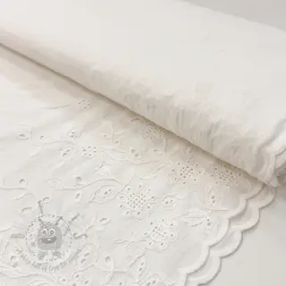 Bawełniana tkanina VOILE EMBROIDERY ONE-SIDE BORDER white
