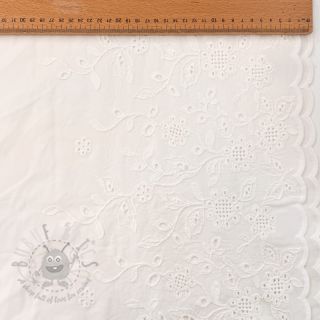 Bawełniana tkanina VOILE EMBROIDERY ONE-SIDE BORDER white