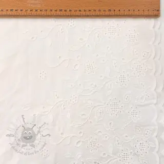Bawełniana tkanina VOILE EMBROIDERY ONE-SIDE BORDER white