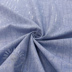 Bawełniana tkanina YARN DYED Stripes LUREX blue