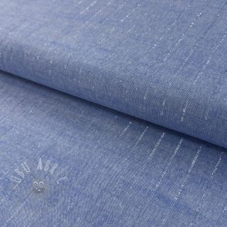 Bawełniana tkanina YARN DYED Stripes LUREX blue
