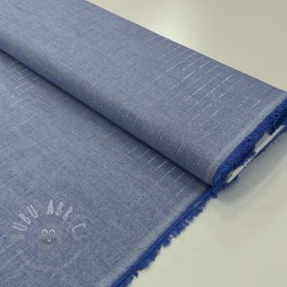 Bawełniana tkanina YARN DYED Stripes LUREX blue
