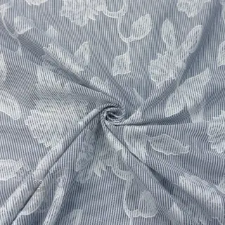 Bawełniana tkanina YARN DYED Stripes JACQUARD Flowers navy