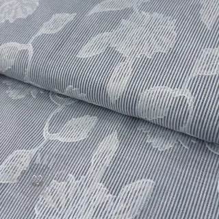 Bawełniana tkanina YARN DYED Stripes JACQUARD Flowers navy