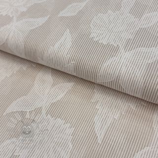 Bawełniana tkanina YARN DYED Stripes JACQUARD Flowers sand