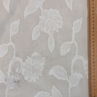 Bawełniana tkanina YARN DYED Stripes JACQUARD Flowers sand