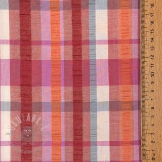 Bawełniana tkanina SEERSUCKER YARN DYED Checks pink