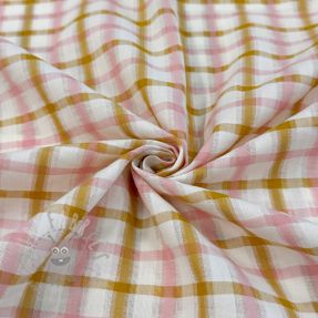 Bawełniana tkanina SEERSUCKER YARN DYED Checks ecru