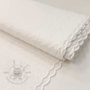 Bawełniana tkanina EMBROIDERY TWO-SIDE SCALLOP Simi white