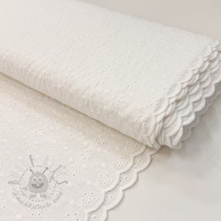 Bawełniana tkanina EMBROIDERY TWO-SIDE SCALLOP Simi white