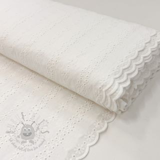 Bawełniana tkanina EMBROIDERY TWO-SIDE SCALLOP Neo white