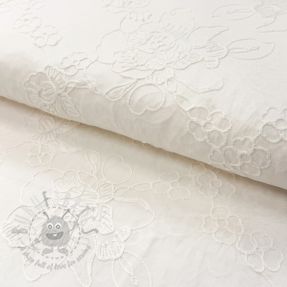 Bawełniana tkanina VOILE EMBROIDERY Flowers white