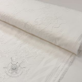 Bawełniana tkanina VOILE EMBROIDERY Flowers white