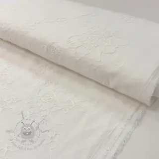 Bawełniana tkanina VOILE EMBROIDERY Flowers white