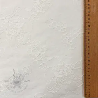 Bawełniana tkanina VOILE EMBROIDERY Flowers white
