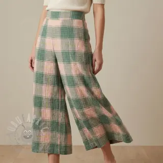 Wiskoza CRINKLE Check peach
