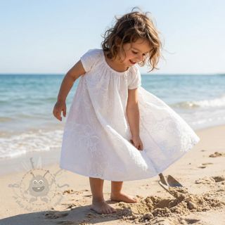 Bawełniana tkanina VOILE EMBROIDERY Flowers white