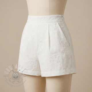 Bawełniana tkanina VOILE EMBROIDERY Flowers white