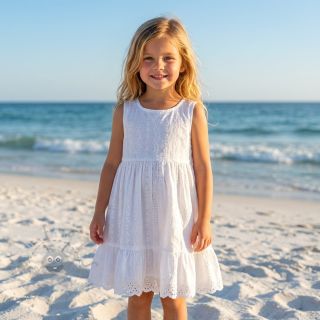 Bawełniana tkanina EMBROIDERY TWO-SIDE SCALLOP Neo white