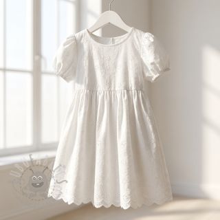 Bawełniana tkanina EMBROIDERY TWO-SIDE SCALLOP Simi white