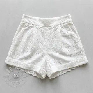 Bawełniana tkanina EMBROIDERY TWO-SIDE SCALLOP Simi white
