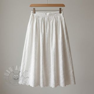 Bawełniana tkanina EMBROIDERY TWO-SIDE SCALLOP Simi white