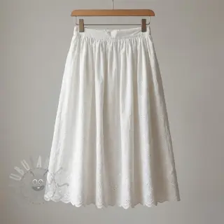 Bawełniana tkanina EMBROIDERY TWO-SIDE SCALLOP Simi white