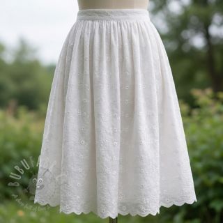 Bawełniana tkanina EMBROIDERY TWO-SIDE SCALLOP Verena white