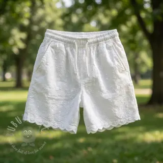 Bawełniana tkanina EMBROIDERY TWO-SIDE SCALLOP Verena white