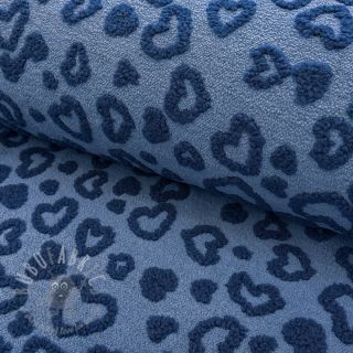 Tkanina płaszczowa TEDDY Hearts jeans