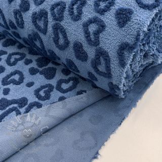 Tkanina płaszczowa TEDDY Hearts jeans