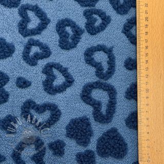 Tkanina płaszczowa TEDDY Hearts jeans