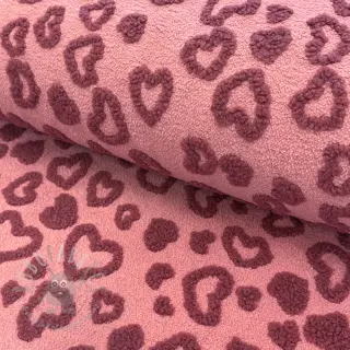 Tkanina płaszczowa TEDDY Hearts old pink