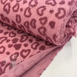 Tkanina płaszczowa TEDDY Hearts old pink