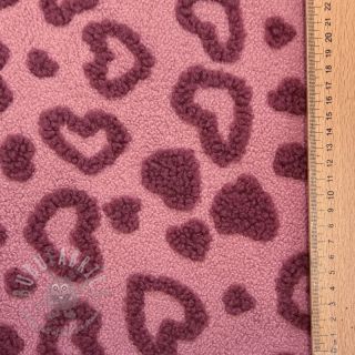 Tkanina płaszczowa TEDDY Hearts old pink