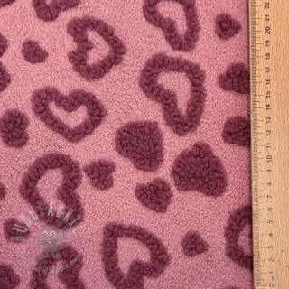 Tkanina płaszczowa TEDDY Hearts old pink
