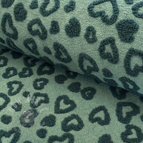 Tkanina płaszczowa TEDDY Hearts old green
