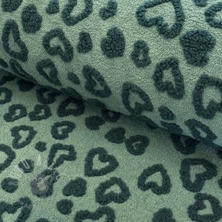 Tkanina płaszczowa TEDDY Hearts old green