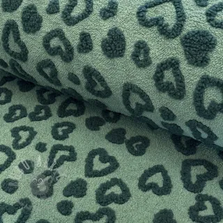 Tkanina płaszczowa TEDDY Hearts old green