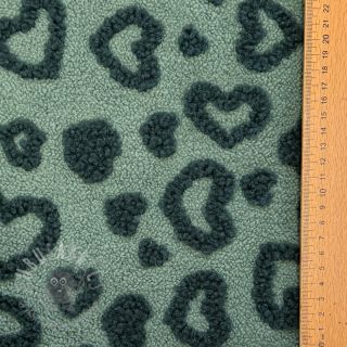 Tkanina płaszczowa TEDDY Hearts old green
