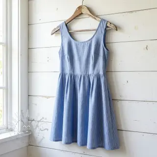 Bawełniana tkanina YARN DYED Stripes LUREX blue