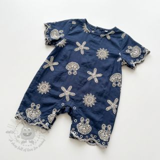 Bawełniana tkanina EMBROIDERY Sea ornaments navy